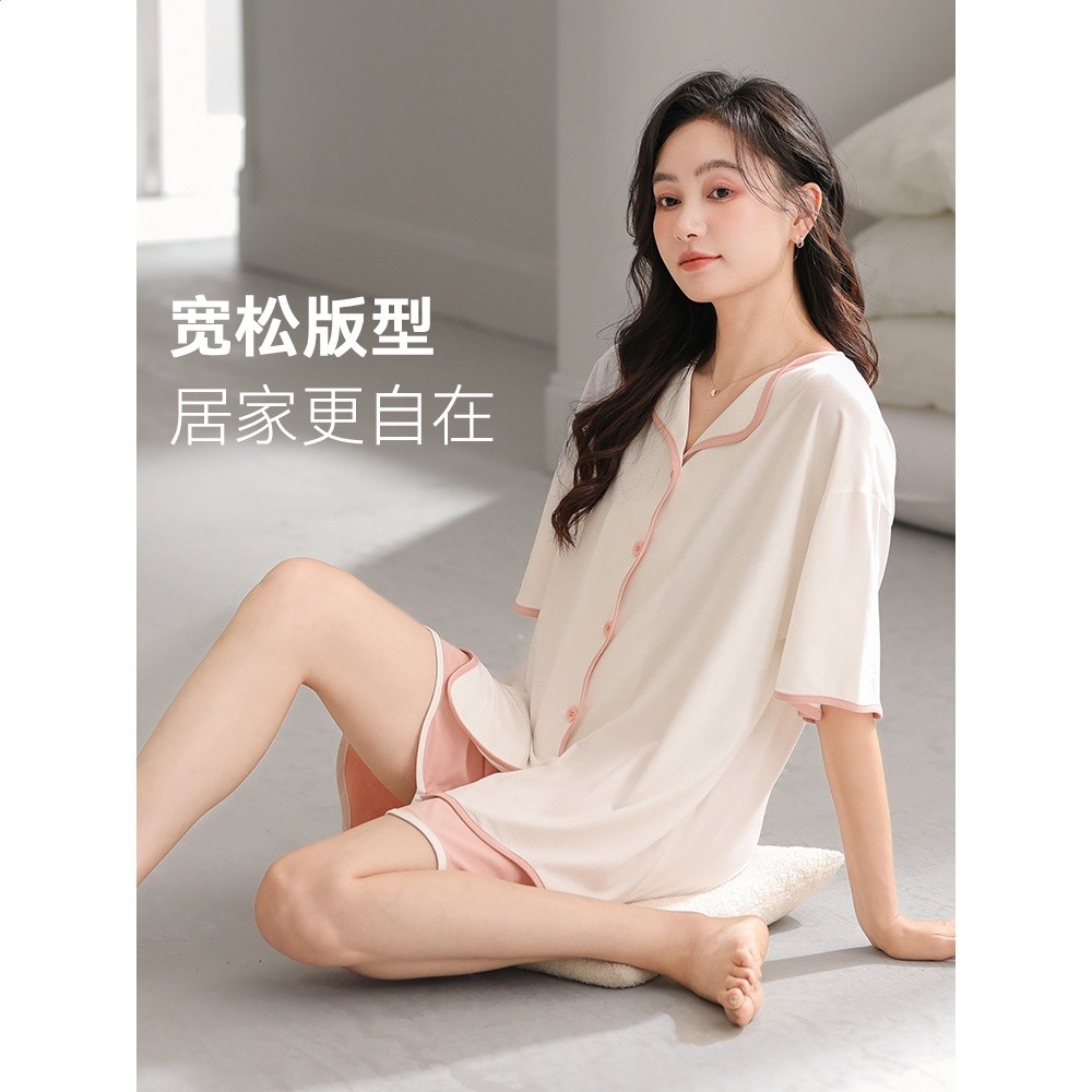 貓人冰絲睡衣女款夏季涼感2026新冰絲短袖短褲女士家居服套裝夏天-細節圖3