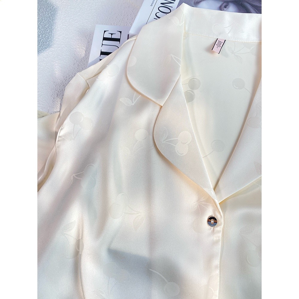 貓人冰絲睡衣女帶胸墊夏季2026新款真絲高階感家居服送媽媽禮盒裝-細節圖5