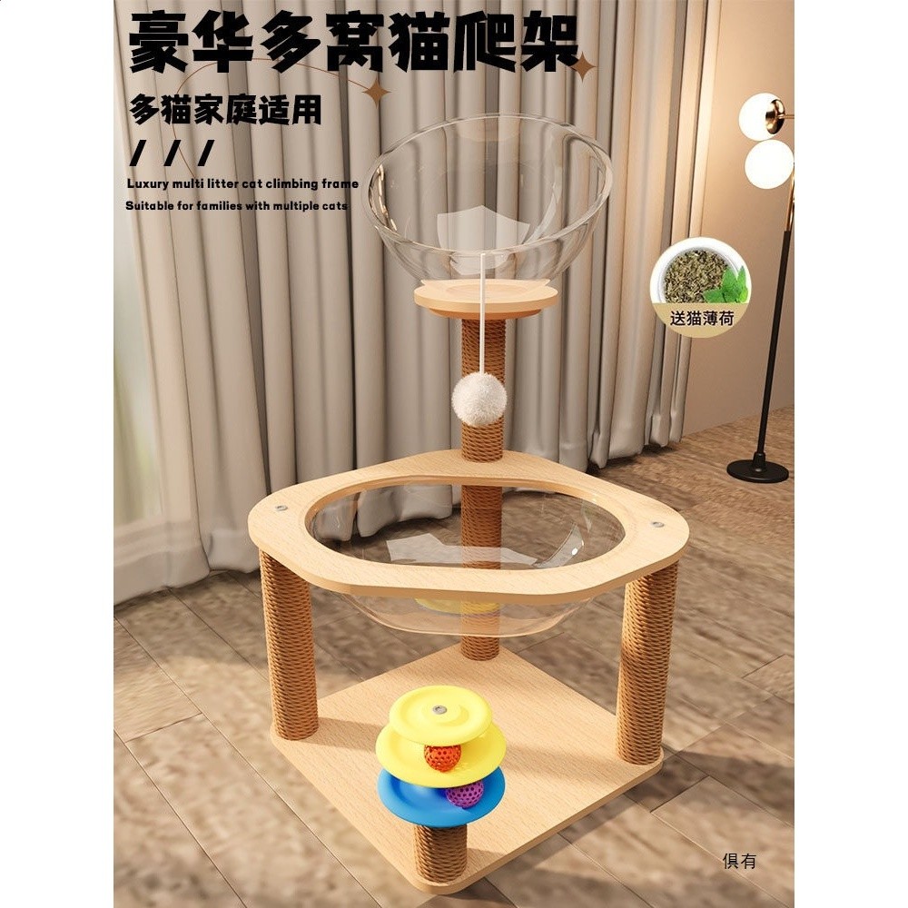 貓爬架子小型不佔地貓窩一體逗貓玩具貓爬樹立式貓抓板貓咪太空艙-細節圖4