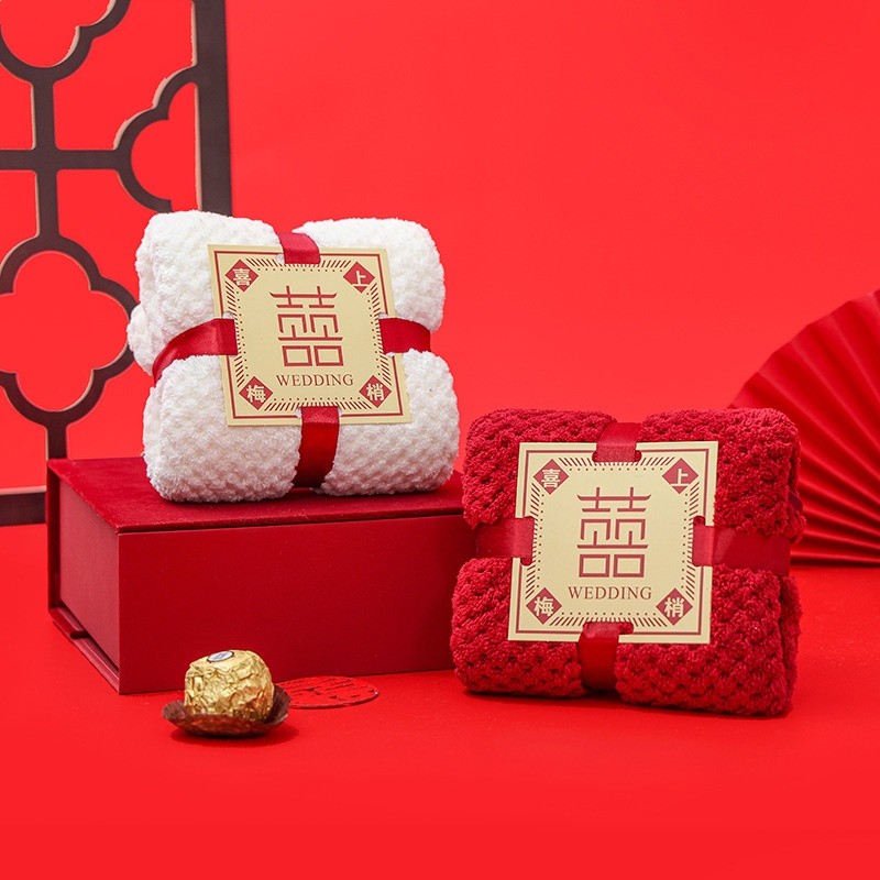 新款 方塊毛巾小熊伴手禮毛巾結婚慶寬絲帶喜鋪喜糖滿月生日回禮-細節圖4