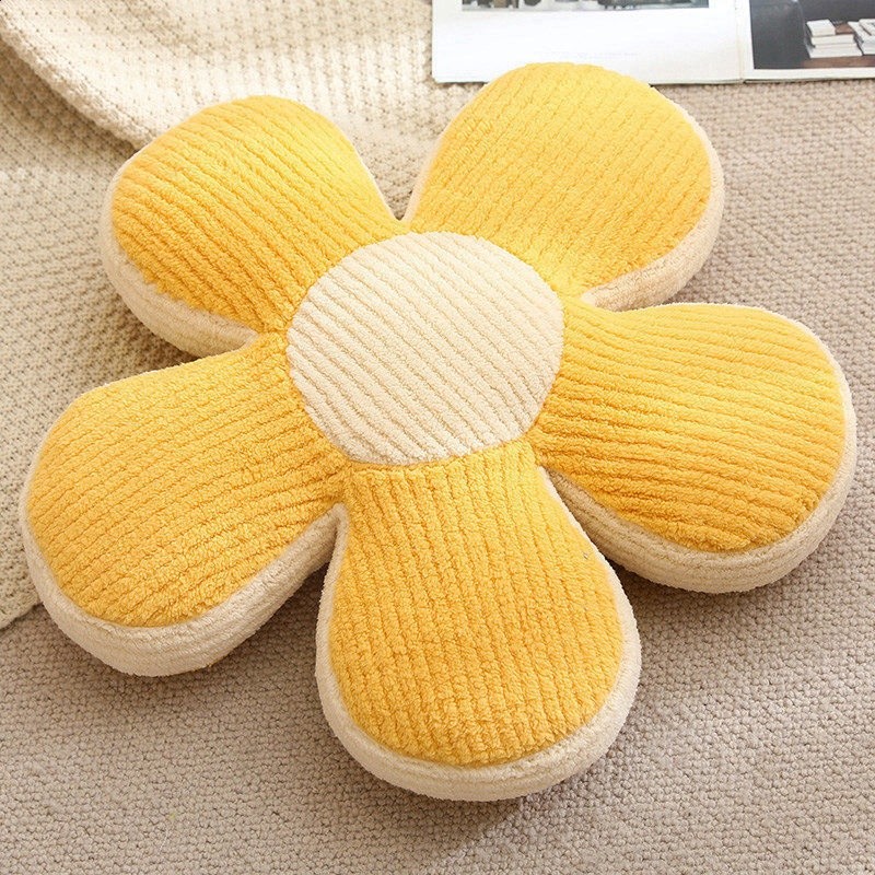 抽條絨五瓣花抱枕坐墊可愛花瓣家用沙發靠墊ins風花朵靠枕裝飾墊-細節圖4