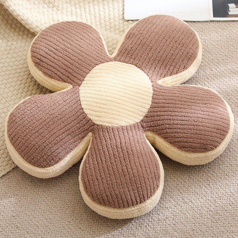 抽條絨五瓣花抱枕坐墊可愛花瓣家用沙發靠墊ins風花朵靠枕裝飾墊-規格圖5
