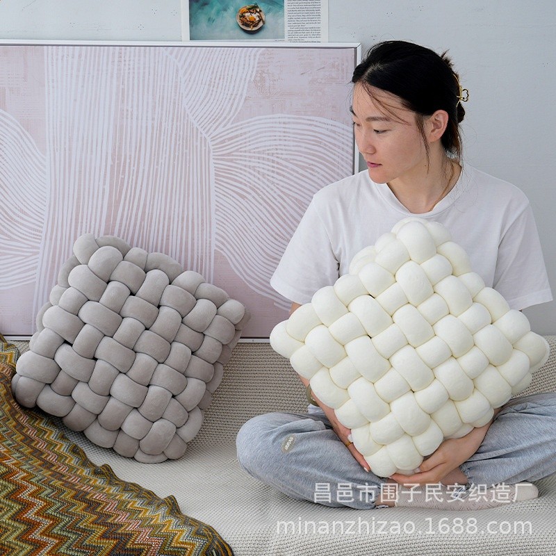 麻花編織坐墊榻榻米懶人沙發抱枕靠墊地上蒲團座墊屁股墊可拆洗-細節圖3