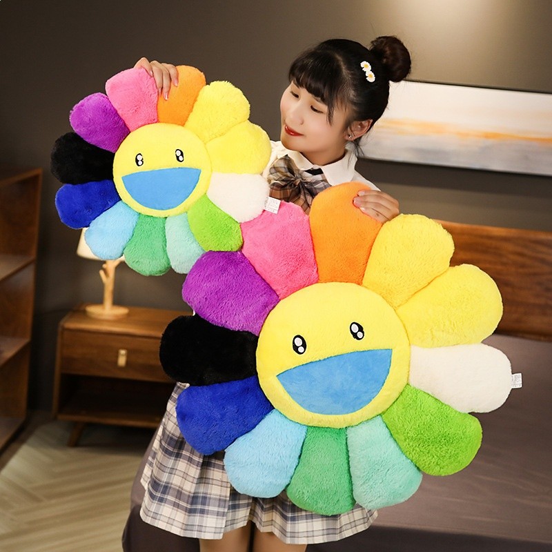 七彩太陽花抱枕懶人沙發坐墊家居裝飾品靠墊毛絨玩具座椅久坐-細節圖3