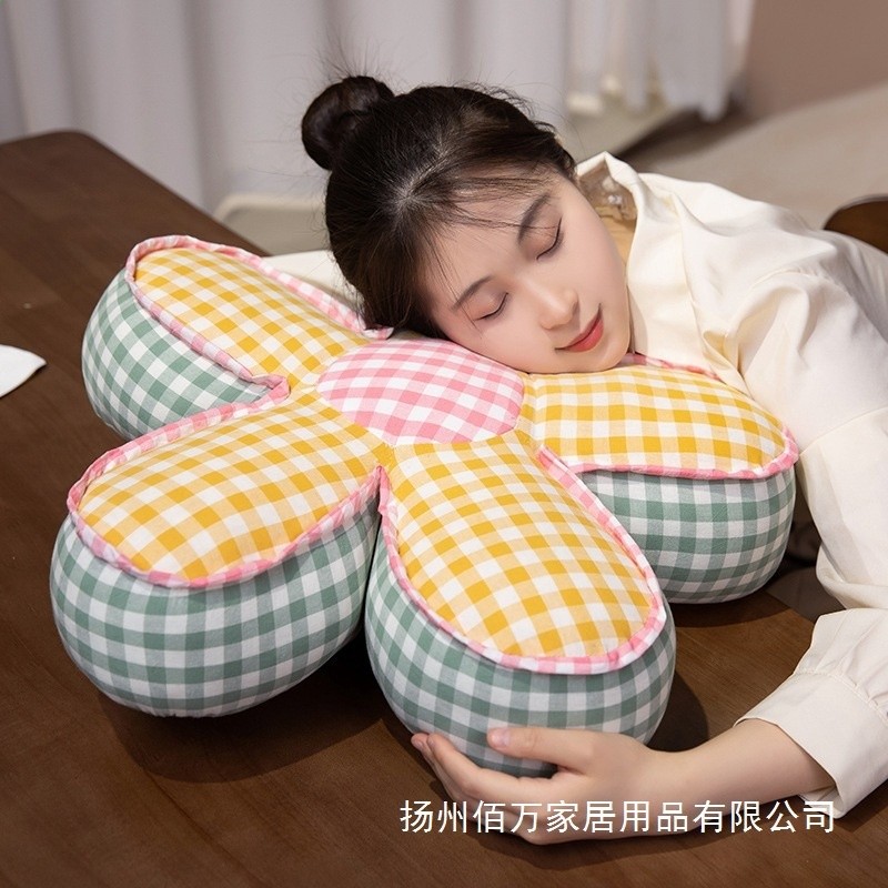 少女心花朵棉布格子椅子坐墊太陽花抱枕學生久坐座椅墊子靠墊靠枕-細節圖3