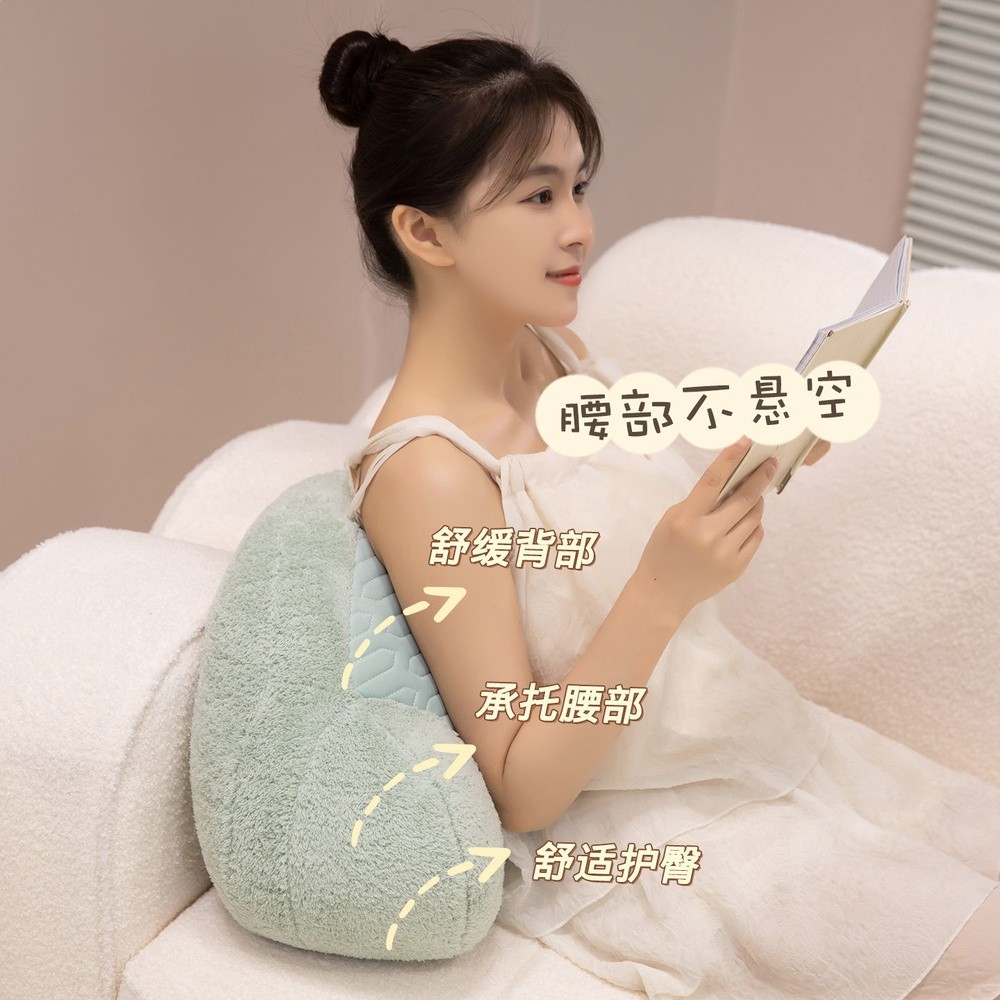 可愛動物床頭靠墊冰絲乳膠護腰靠枕辦公室座椅腰靠汽車載護腰抱枕-細節圖2