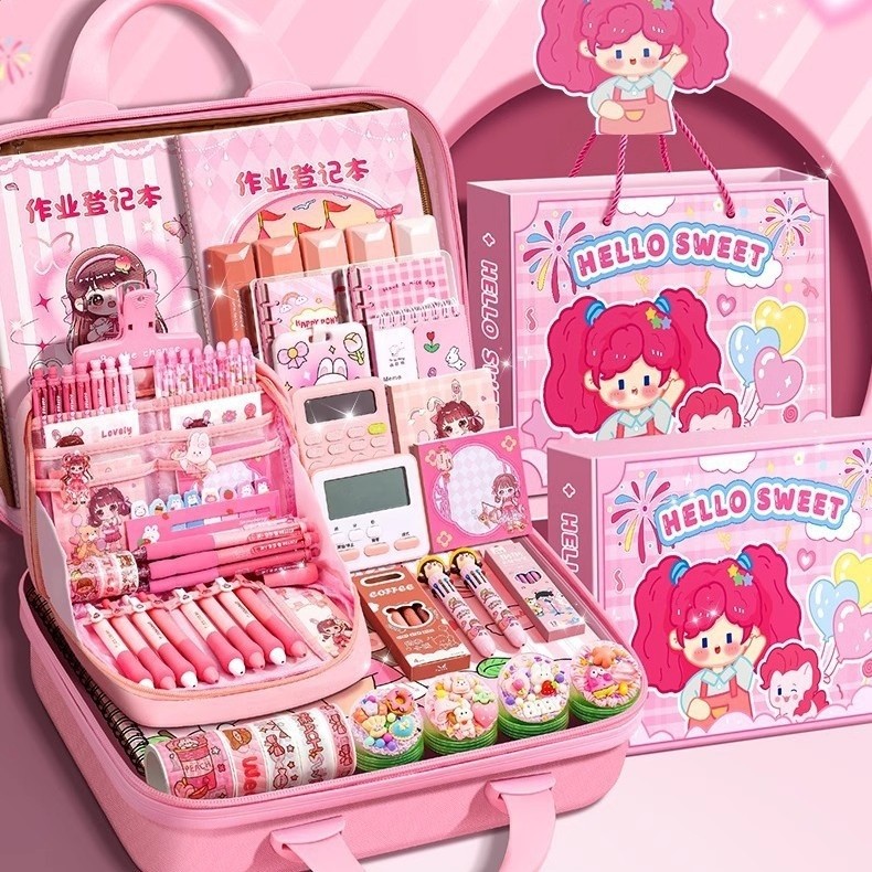 粉色系文具禮盒套裝開學大禮包女生高顏值套盒盲盒女孩生日禮物-細節圖2