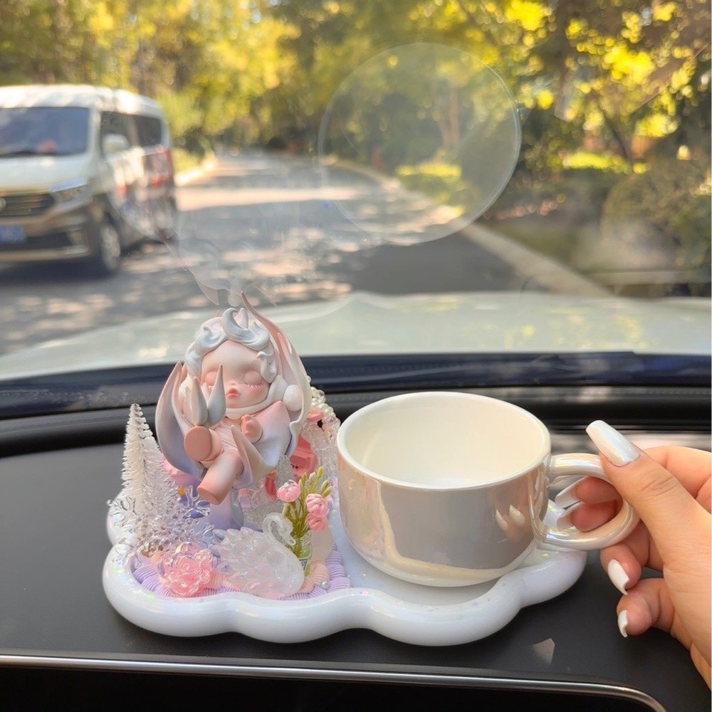 原創新品純手工奶油膠DIY馬克杯直播間娃盲盒水杯陶瓷托盤杯熱飲-細節圖4