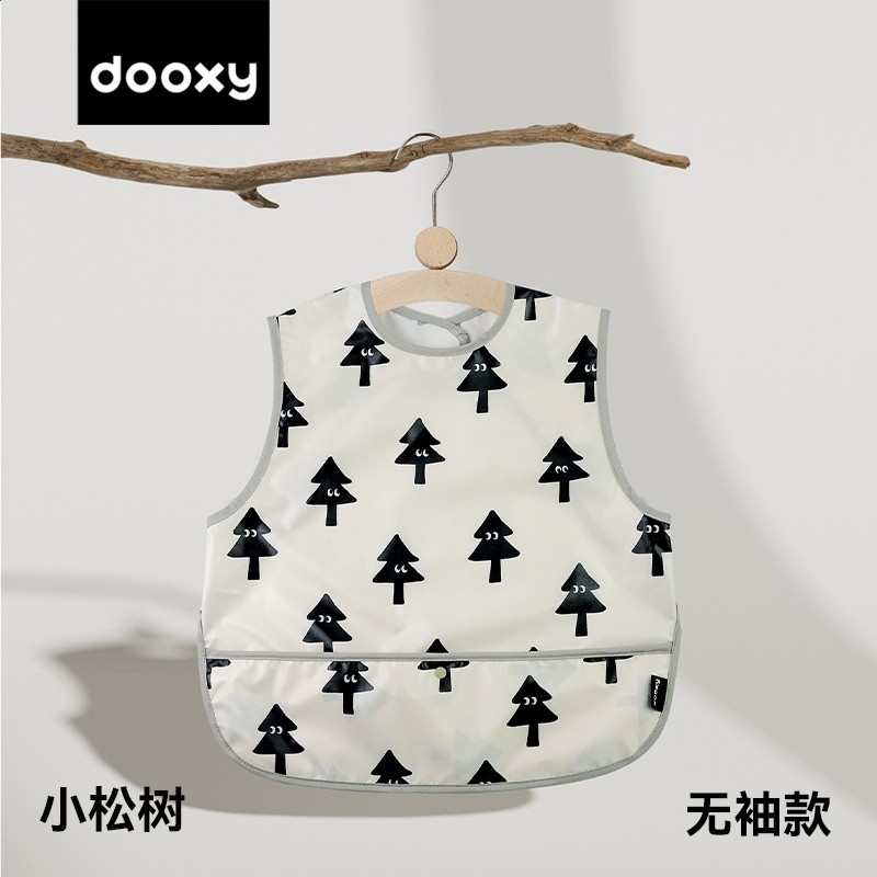 dooxy寶寶罩衣兒童男女寶寶吃飯兜輔食嬰兒畫畫衣服圍兜防水防髒-規格圖5