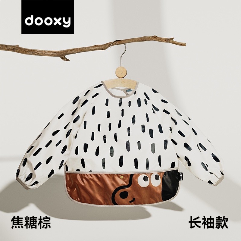 dooxy寶寶罩衣兒童男女寶寶吃飯兜輔食嬰兒畫畫衣服圍兜防水防髒-規格圖5