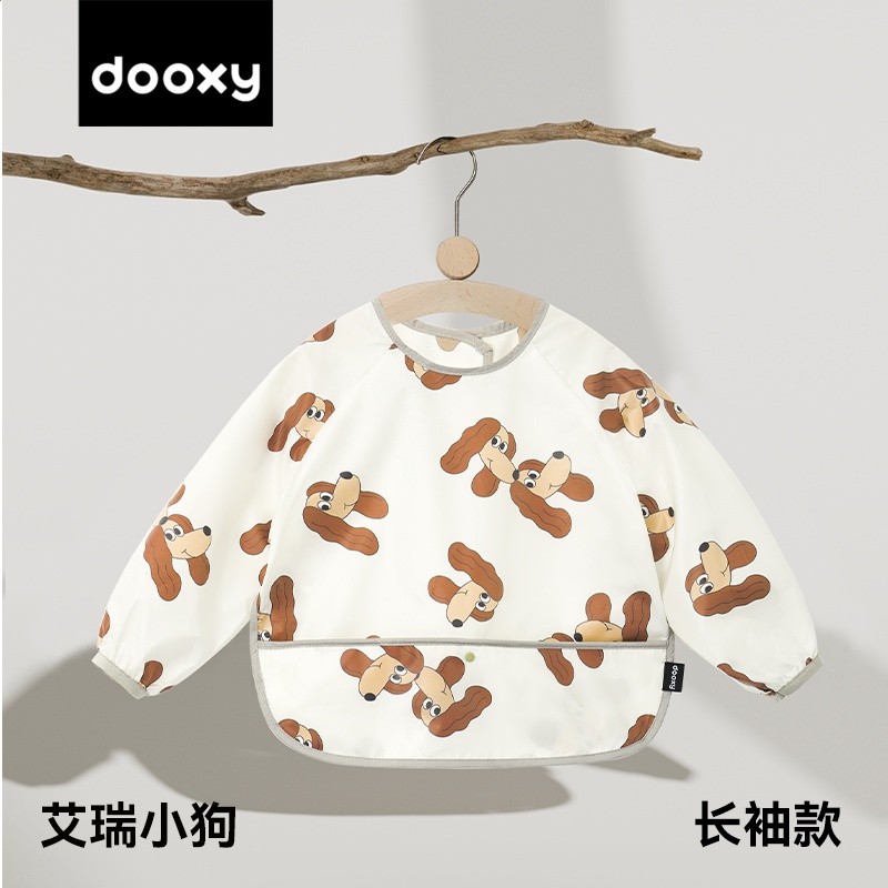 dooxy寶寶罩衣兒童男女寶寶吃飯兜輔食嬰兒畫畫衣服圍兜防水防髒-規格圖5