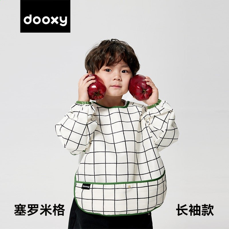 dooxy寶寶罩衣兒童男女寶寶吃飯兜輔食嬰兒畫畫衣服圍兜防水防髒-規格圖5