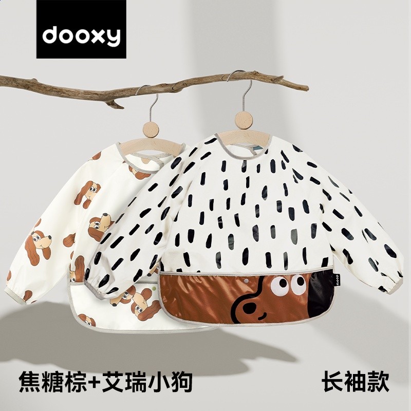 dooxy寶寶罩衣兒童男女寶寶吃飯兜輔食嬰兒畫畫衣服圍兜防水防髒-規格圖5