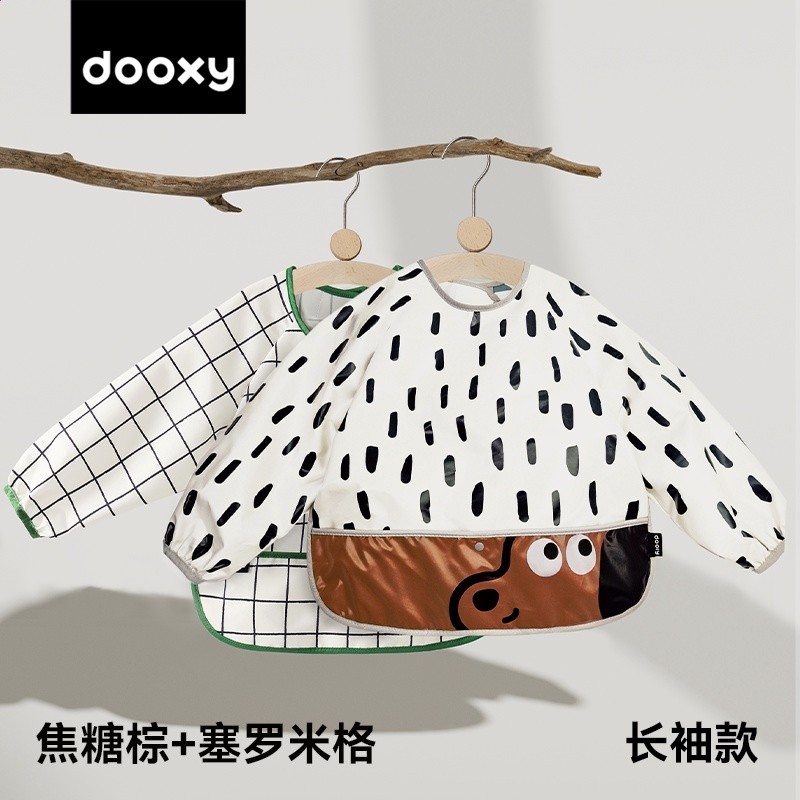 dooxy寶寶罩衣兒童男女寶寶吃飯兜輔食嬰兒畫畫衣服圍兜防水防髒-規格圖5