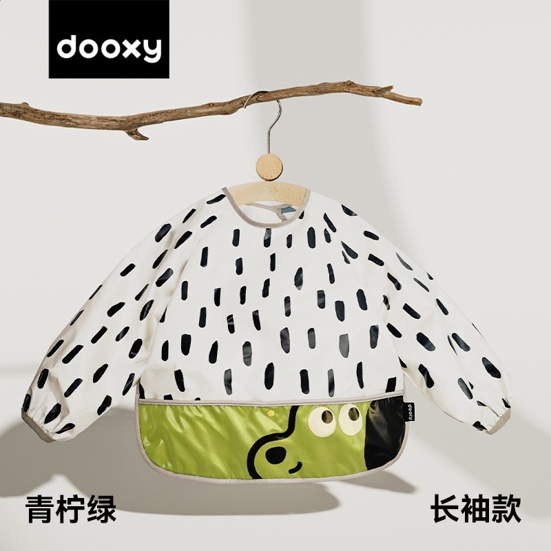 dooxy寶寶罩衣兒童男女寶寶吃飯兜輔食嬰兒畫畫衣服圍兜防水防髒-規格圖5