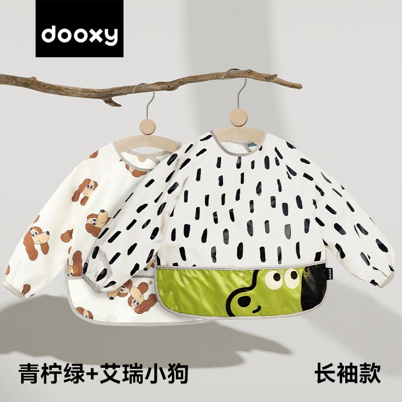 dooxy寶寶罩衣兒童男女寶寶吃飯兜輔食嬰兒畫畫衣服圍兜防水防髒-規格圖5