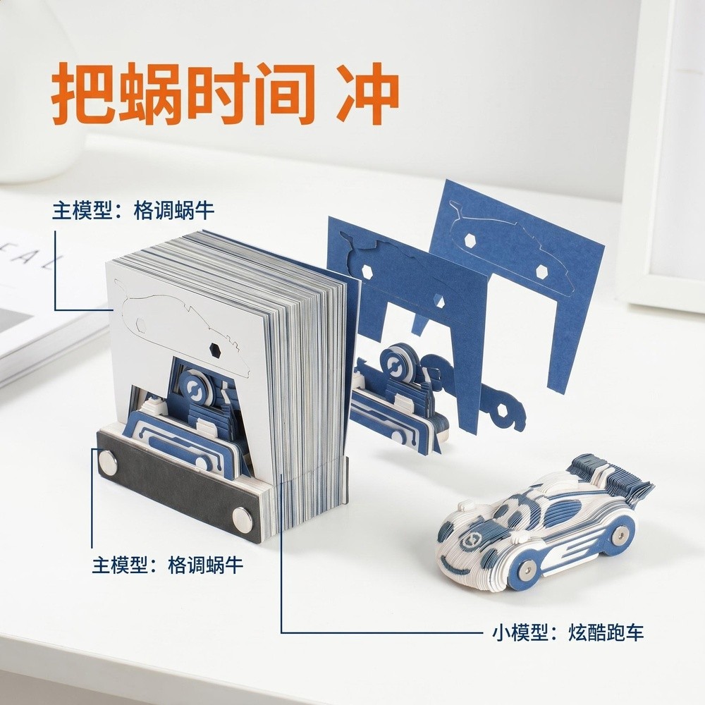 便籤本 把蝸時間玩箋派模中模3D紙雕手工diy擺件學生禮物潮玩盲盒-細節圖3