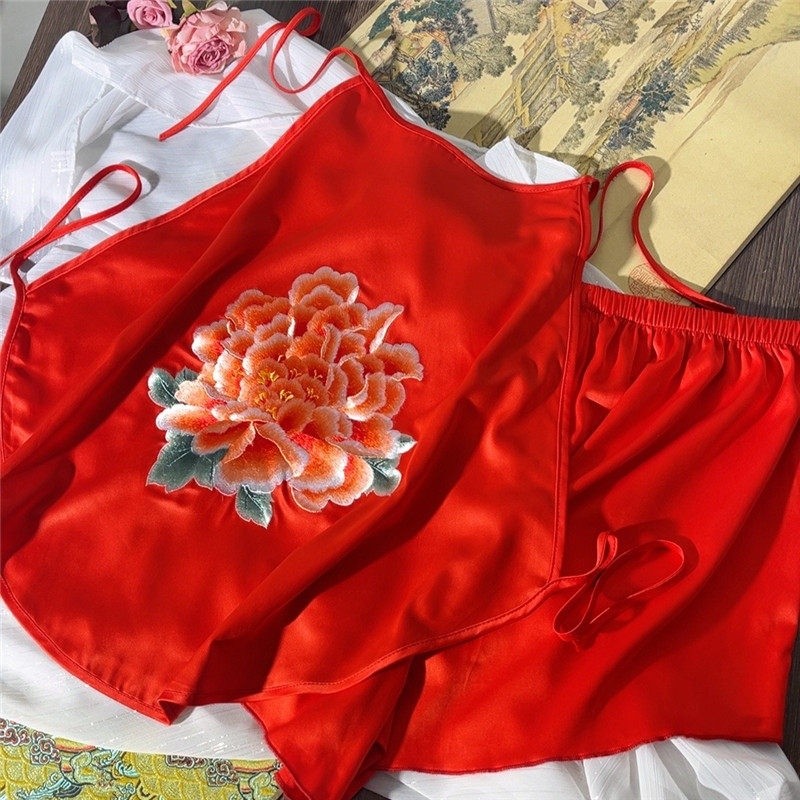 富貴牡丹紅色套裝 一套