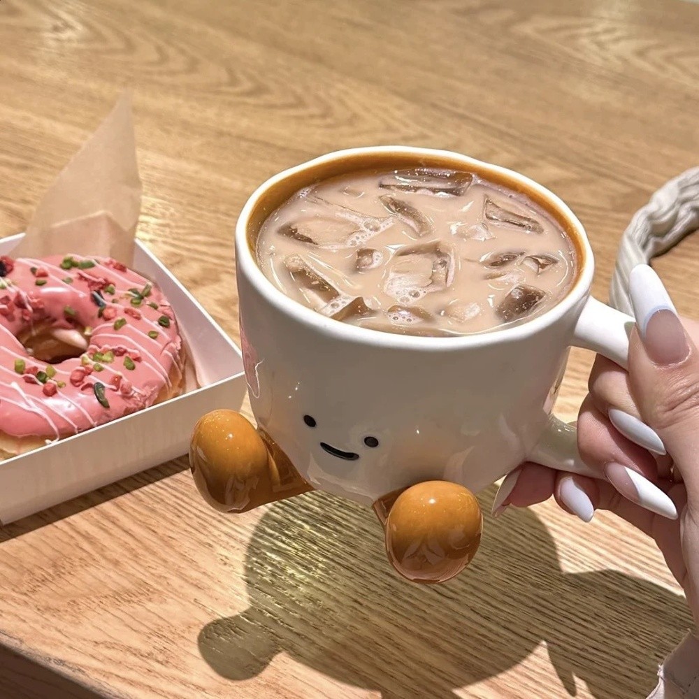 小紅書同款腳丫陶瓷杯子釉下彩超級可愛小眾咖啡杯卡通水杯送禮物-細節圖4