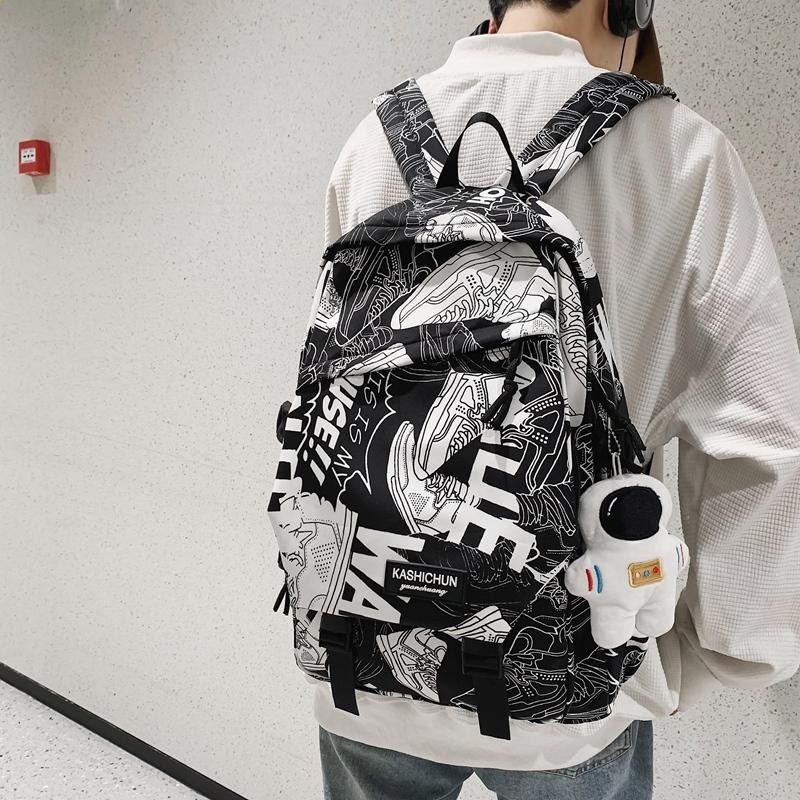 王一博同款純色通勤男包棒球帽商務電腦揹包大學生書包雙肩包簡約-細節圖3
