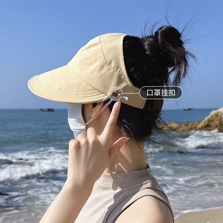 趙露思同款夏季帽女防曬遮陽帽子薄款空頂透氣速乾可扎馬尾太陽帽-細節圖3