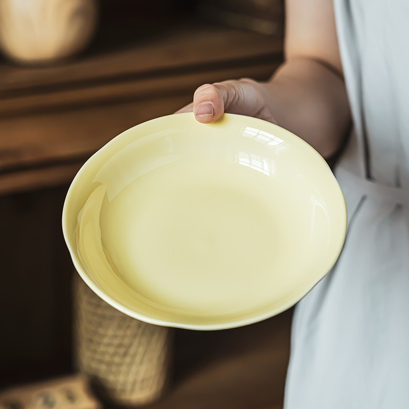 簡約純色陶瓷甜品盤創意奶油風沙拉盤家用個性餐盤點心盤網紅同款-細節圖2