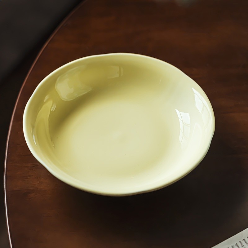 簡約純色陶瓷甜品盤創意奶油風沙拉盤家用個性餐盤點心盤網紅同款-細節圖4