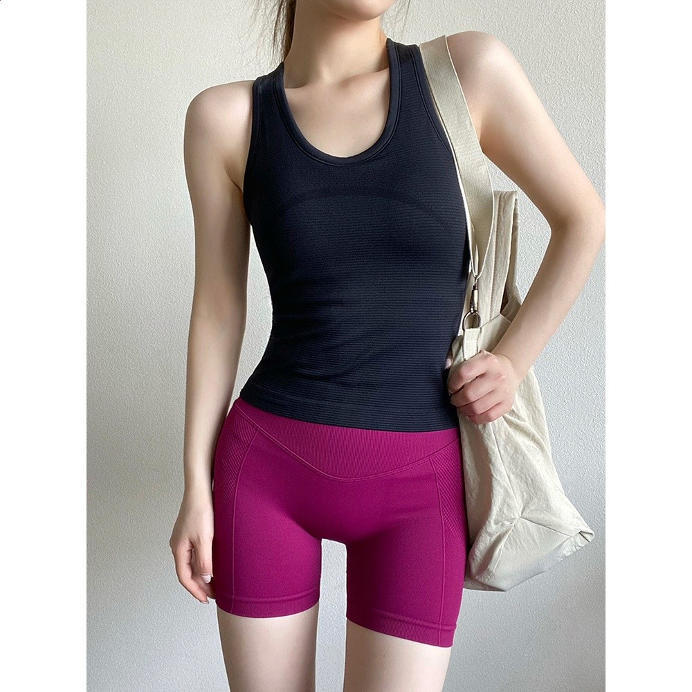 大牌同款工字運動背心女帶胸墊防震跑步訓練外穿瑜伽服健身服上衣-細節圖5