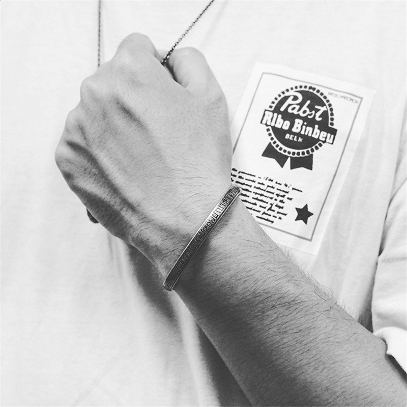 王一博同款手鐲音符歐美ins簡約復古男女開口鈦鋼情侶個性手環潮-細節圖3