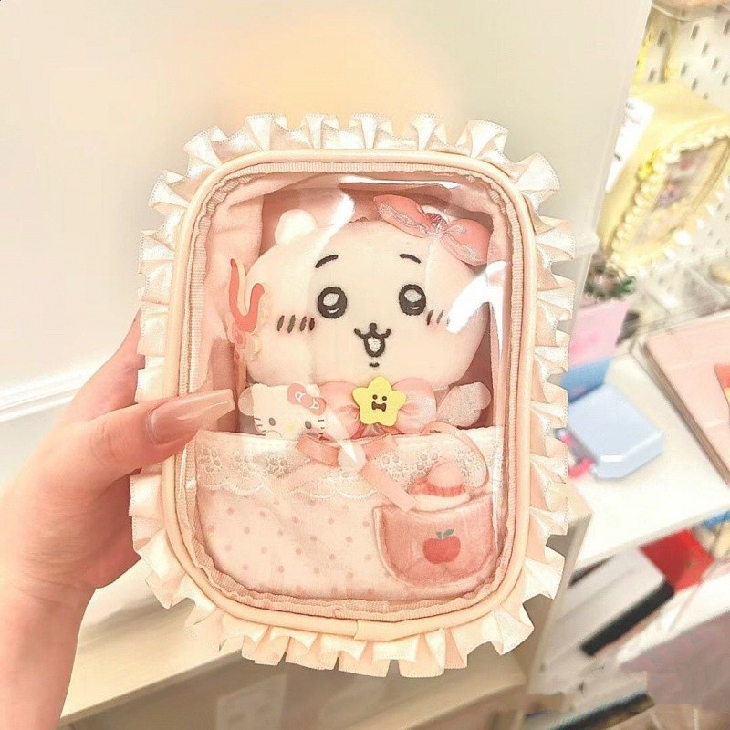 &⇞三麗鷗可愛透明蕾絲手提包娃包痛包甜美收納包展示diy防塵包-細節圖2
