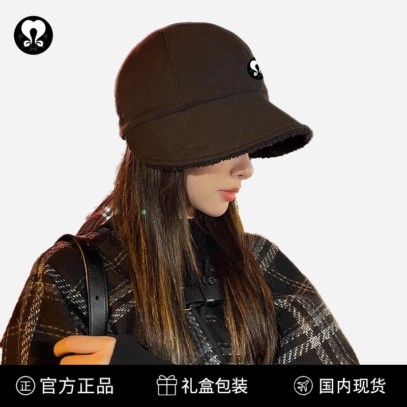 LULU SQUIRREL趙露思同款大頭圍加絨漁夫帽女秋冬保暖羊毛鴨舌帽-細節圖2