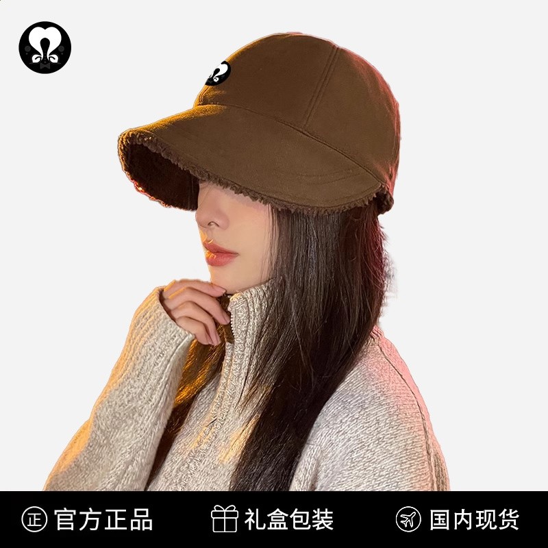 LULU SQUIRREL趙露思同款大頭圍加絨漁夫帽女秋冬保暖羊毛鴨舌帽-細節圖3