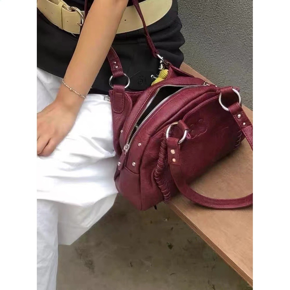 韓國ason流浪包博主同款24FW皮面mini機車單肩腋下包大容量手提包-細節圖4
