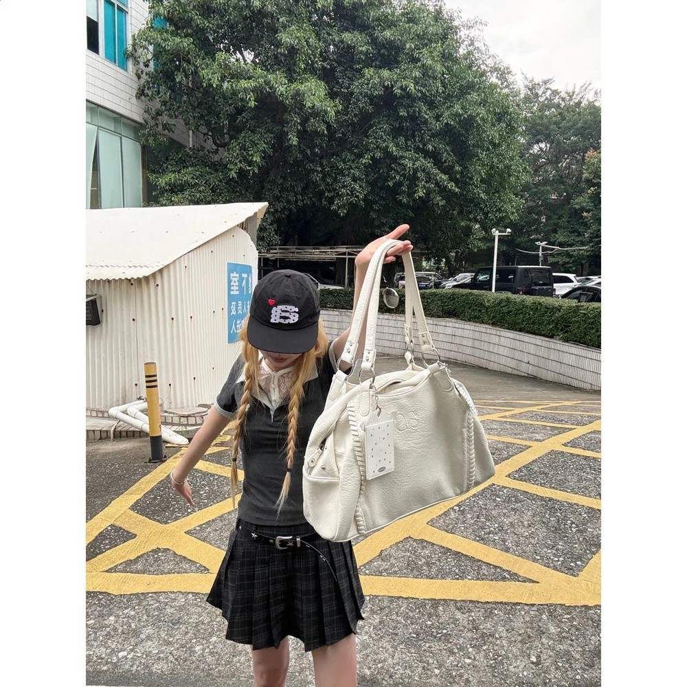 韓國as流浪包博主同款24FW皮面mini機車單肩腋下包大容量手提包-規格圖5