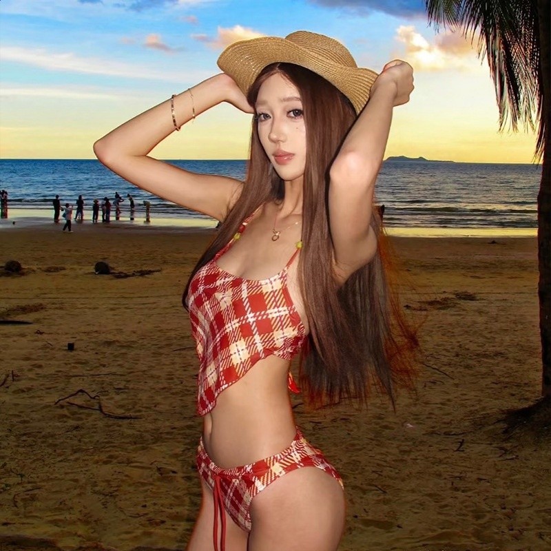源頭工廠韓版ins辣妹風泳衣女性感三角分體網紅同款度假跨境泳裝-細節圖2