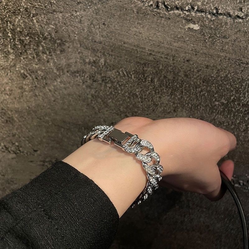 七夕送禮王一博同款滿鑽古巴手鍊女潮酷ins網紅嘻哈冷淡風 帶毒標-細節圖5