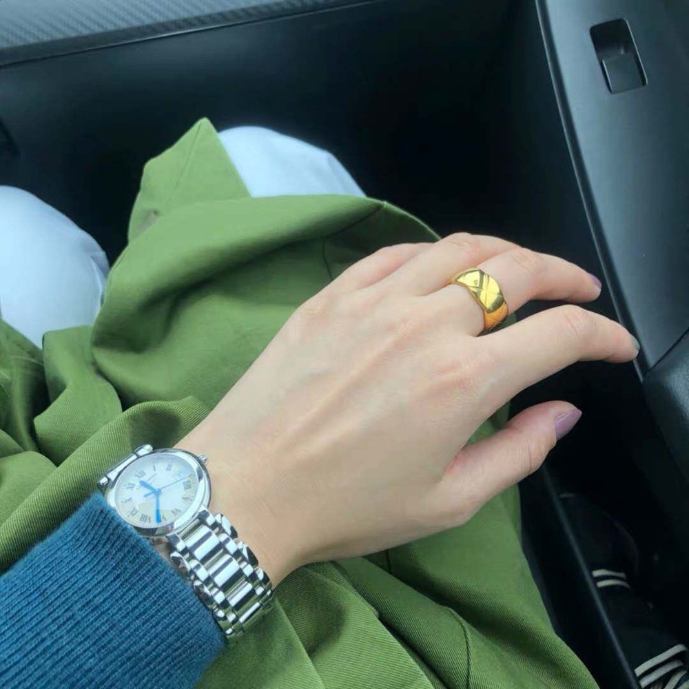 歐美個性百搭菱格戒指王一博同款COCO洗手不掉色鈦鋼波浪邊情侶-規格圖5
