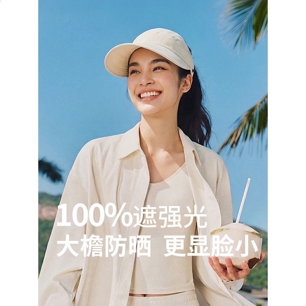 趙露思同款可扎高馬尾防曬帽遮陽空頂大頭圍鴨舌漁夫帽夏防紫外線-細節圖2