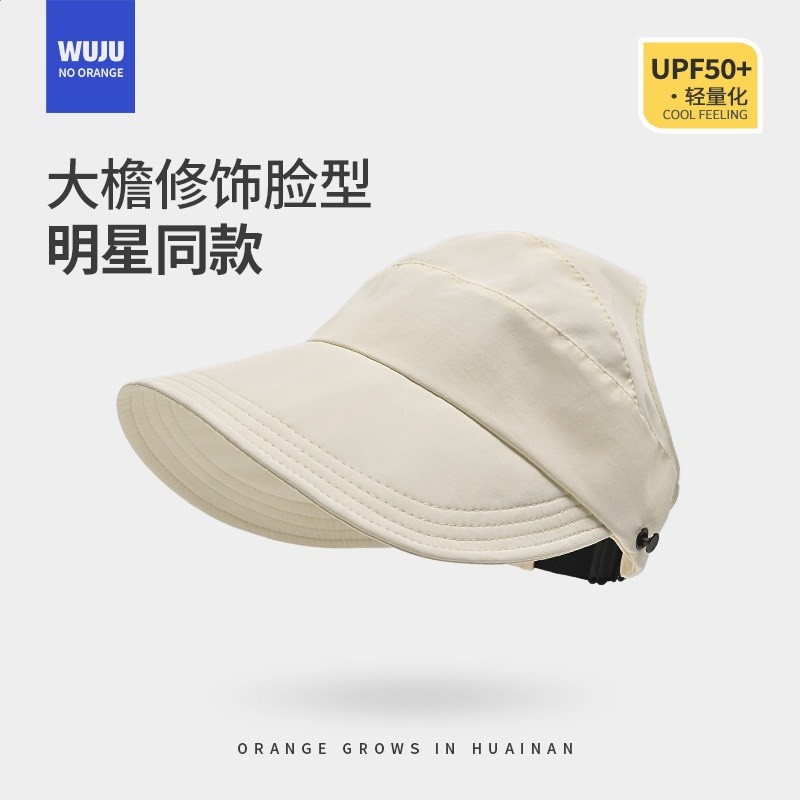 趙露思同款可扎高馬尾防曬帽遮陽空頂大頭圍鴨舌漁夫帽秋防紫外線-規格圖5