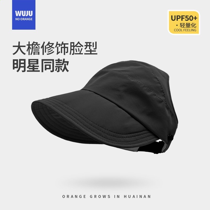 趙露思同款可扎高馬尾防曬帽遮陽空頂大頭圍鴨舌漁夫帽秋防紫外線-規格圖5