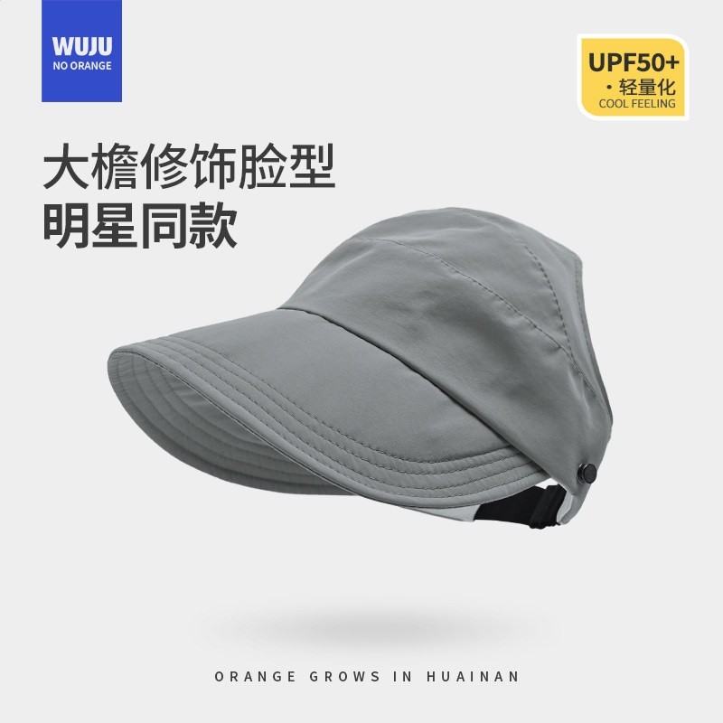 趙露思同款可扎高馬尾防曬帽遮陽空頂大頭圍鴨舌漁夫帽秋防紫外線-規格圖5