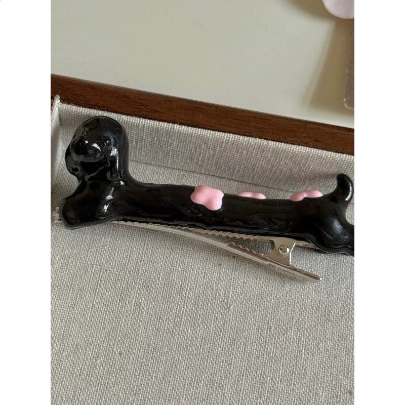 【趙露思同款】拉長的愛臘腸狗可愛邊夾髮夾百搭劉海髮飾生日應援-細節圖2