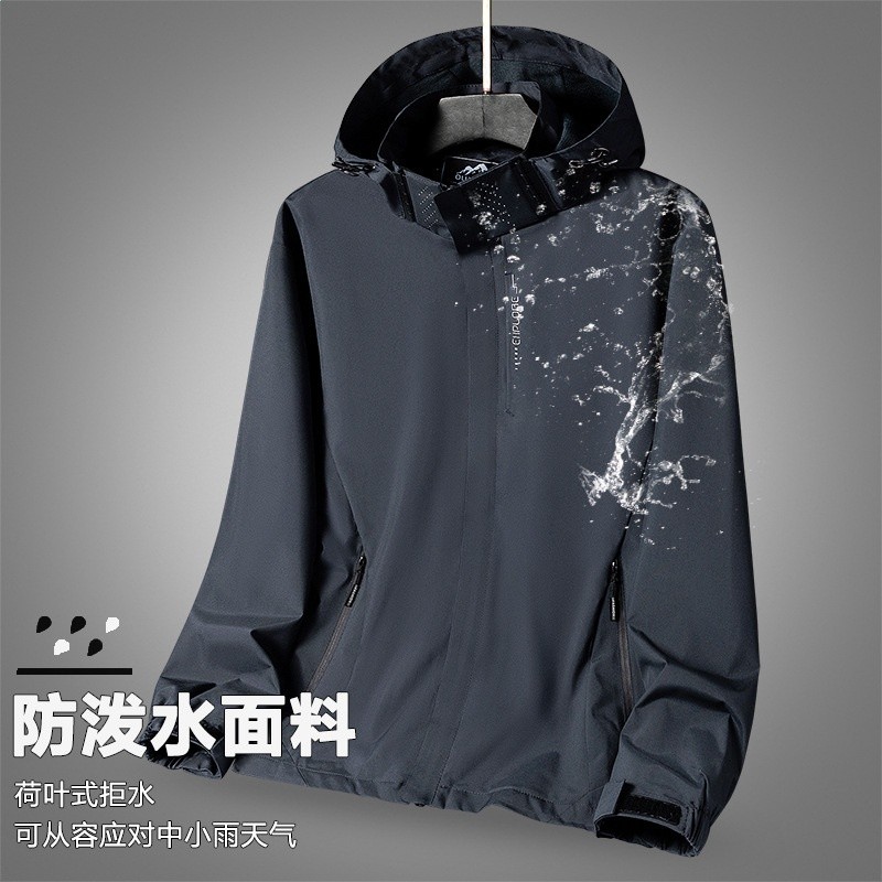 春秋外套衝鋒衣男女同款情侶戶外登山服單層防水夾克團體服寬鬆型-細節圖2