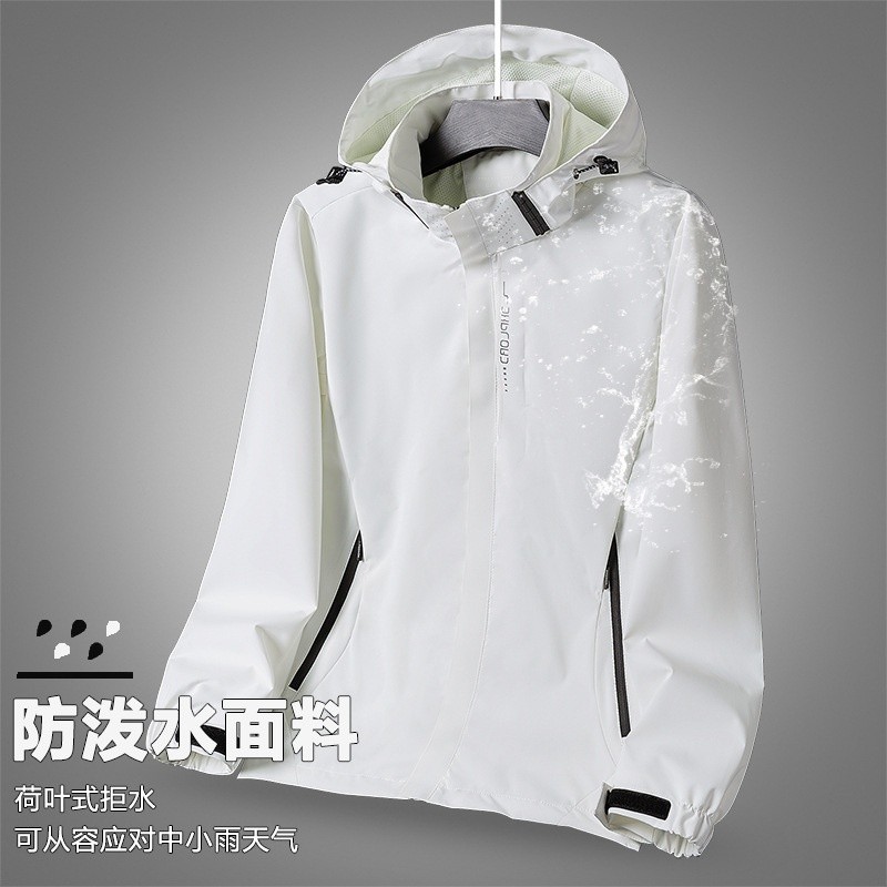 春秋外套衝鋒衣男女同款情侶戶外登山服單層防水夾克團體服寬鬆型-細節圖3