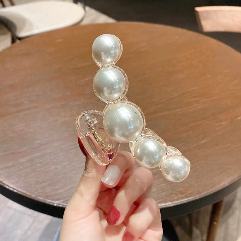 韓國進口趙露思同款珍珠抓夾大號鯊魚夾後腦勺髮夾女簡約優雅氣質-細節圖2