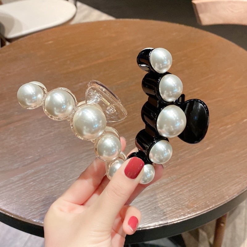 韓國進口趙露思同款珍珠抓夾大號鯊魚夾後腦勺髮夾女簡約優雅氣質-細節圖3