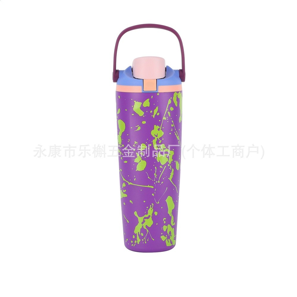 跨境男女通用手提杯吸管大容量304保溫杯不鏽鋼真空雙飲運動水杯-規格圖5