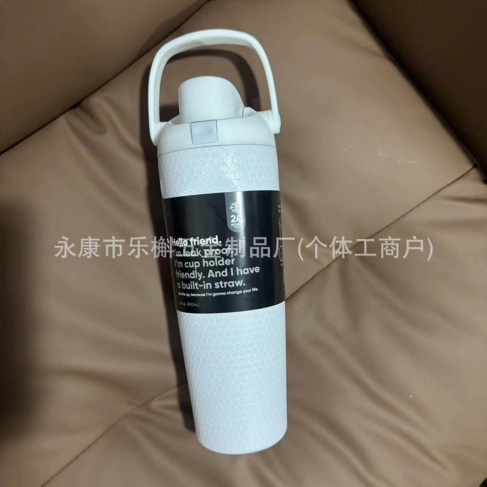 跨境男女通用手提杯吸管大容量304保溫杯不鏽鋼真空雙飲運動水杯-規格圖5