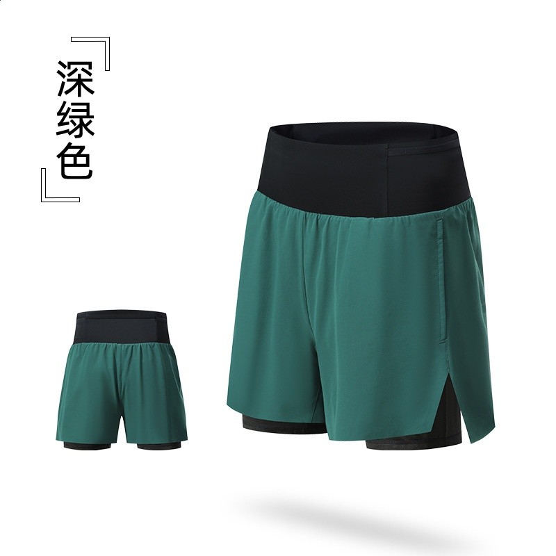夏季新款男女同款越野跑短褲戶外馬拉松競速短褲假兩件防走光短褲-規格圖5