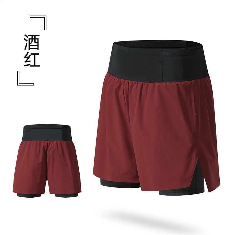 夏季新款男女同款越野跑短褲戶外馬拉松競速短褲假兩件防走光短褲-規格圖5